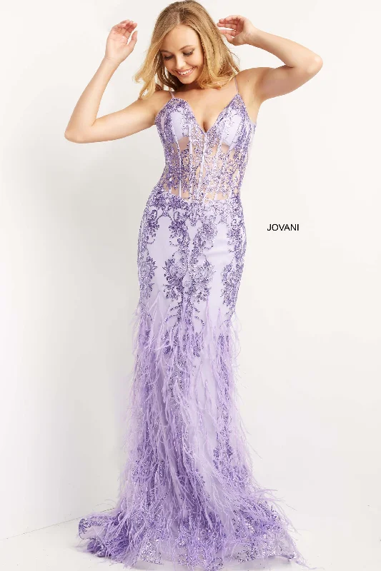 Jovani 08141 Spaghetti Strap Long Prom Dress