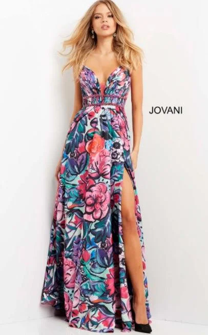 Jovani 08593 Spaghetti Strap Long Sexy Prom Dress