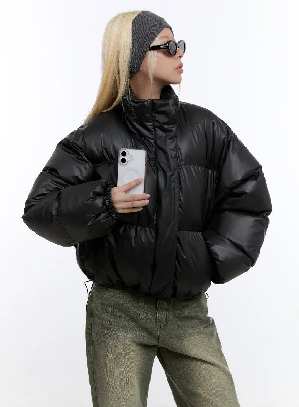 Glossy Crop Puffer Jacket CO419