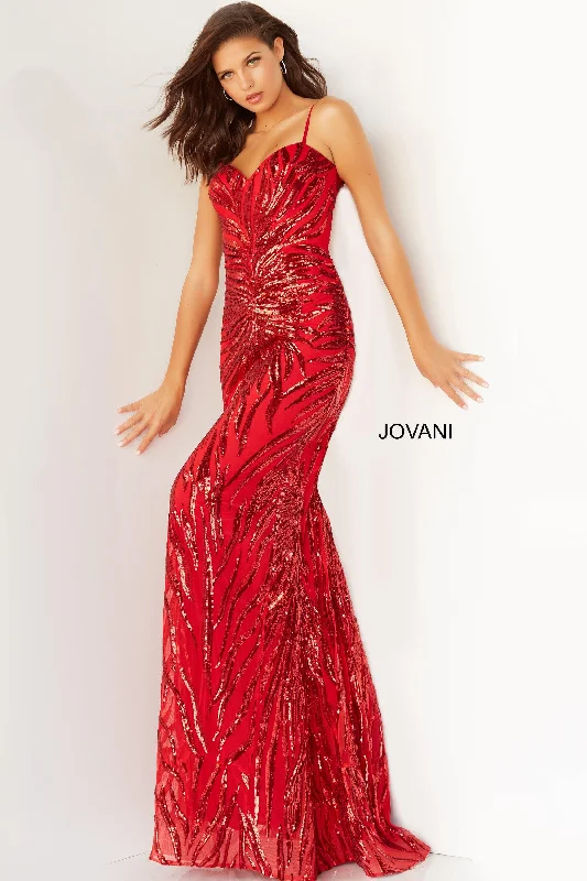 Jovani 08481 Spaghetti Strap Long Prom Gown