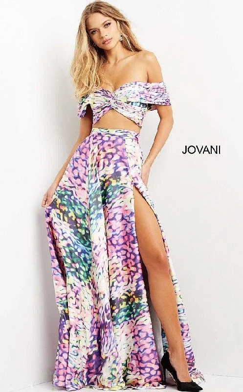 Jovani 08350 Off Shoulder Two Piece Long Prom Dress