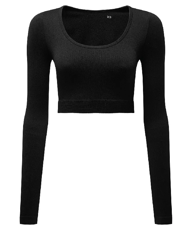 Black - Women’s TriDri® ribbed seamless '3D Fit' crop top