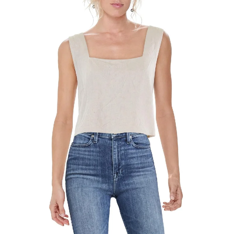 Lucy Paris Womens Textured Sleeveless Cropped