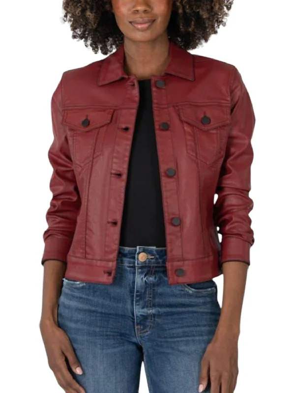 Julia Crop Jacket In Red