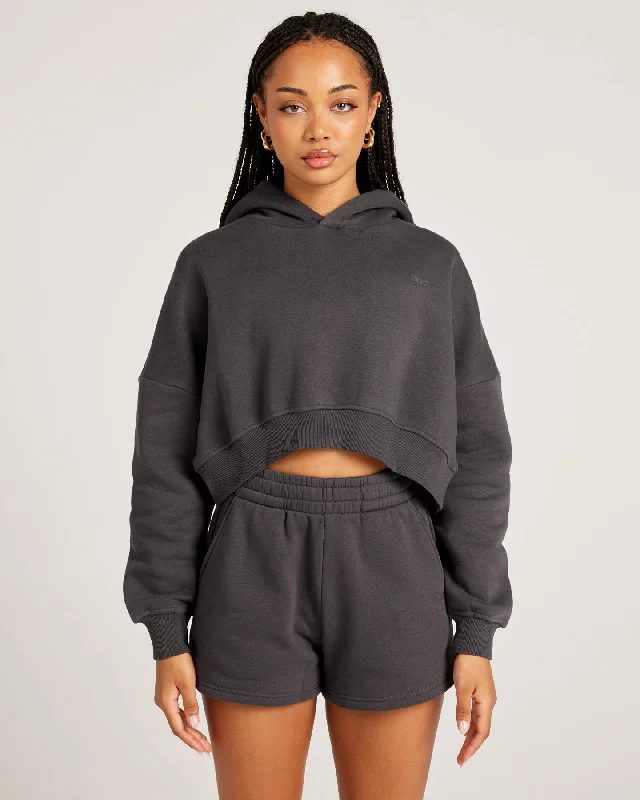 Omni Cropped Hoodie - Charcoal