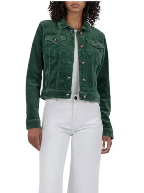 Julie Crop Corduroy Jacket In Green