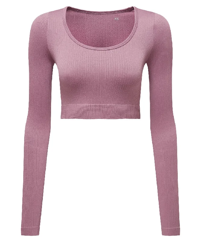 Mauve - Women’s TriDri® ribbed seamless '3D Fit' crop top