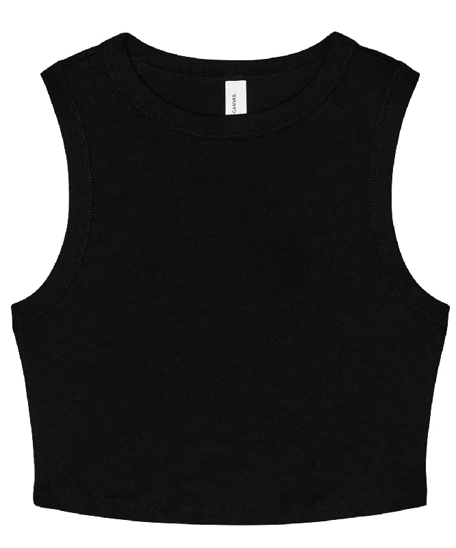 Solid Black Blend - Women’s micro rib muscle crop tank