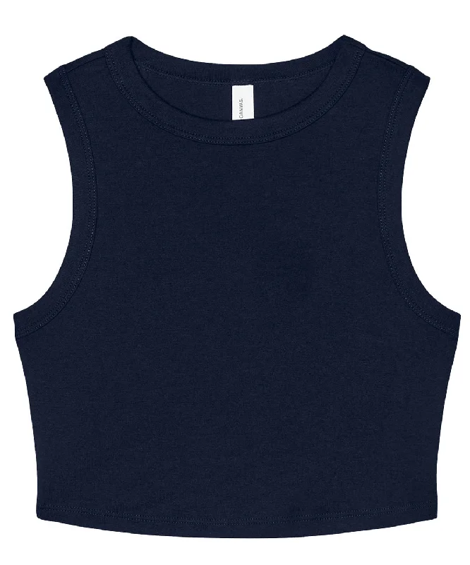 Solid Navy Blend - Women’s micro rib muscle crop tank