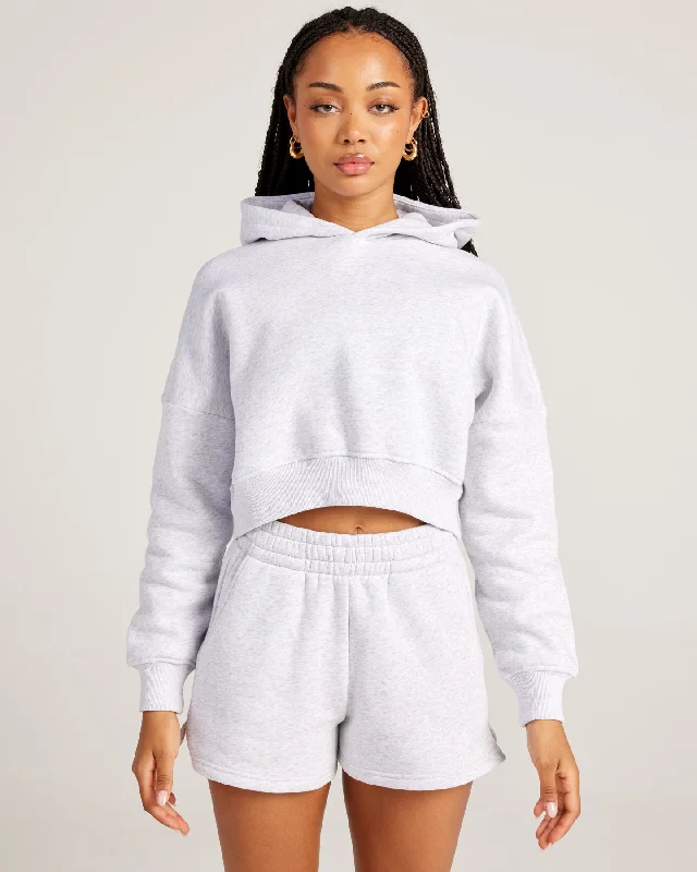 Omni Cropped Hoodie - Grey Marle