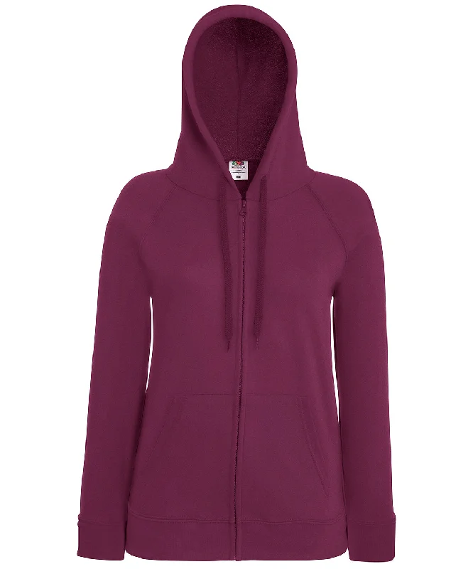 Burgundy - Women's lightweight hooded sweatshirt jacket