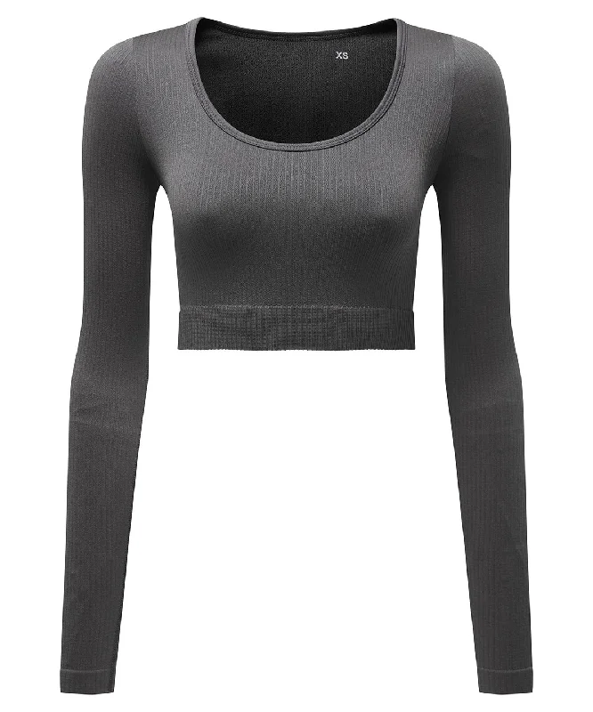 Charcoal - Women’s TriDri® ribbed seamless '3D Fit' crop top