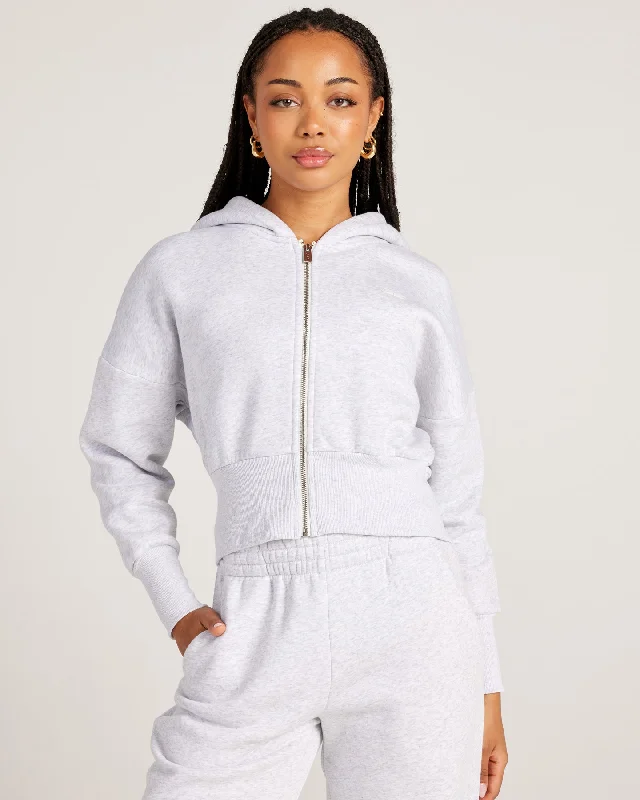 Omni Zip Through Hoodie - Grey Marle