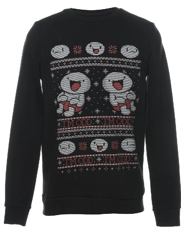 Black Festive Season Christmas Sweatshirt - S