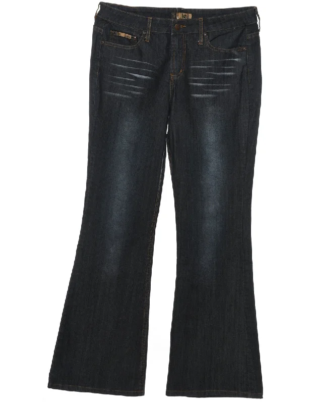 Black Flared Y2K Lei Jeans - W34 L32