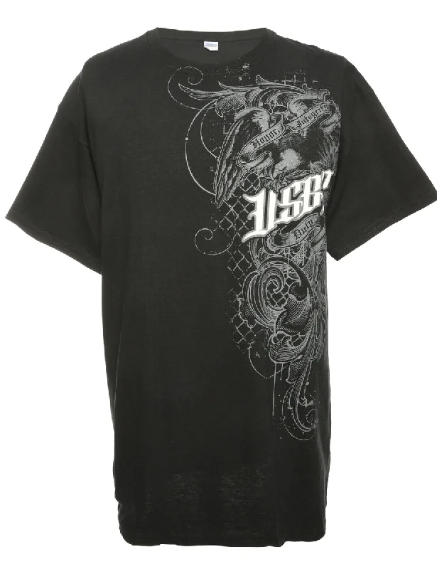 Black Gildan Printed T-shirt - L