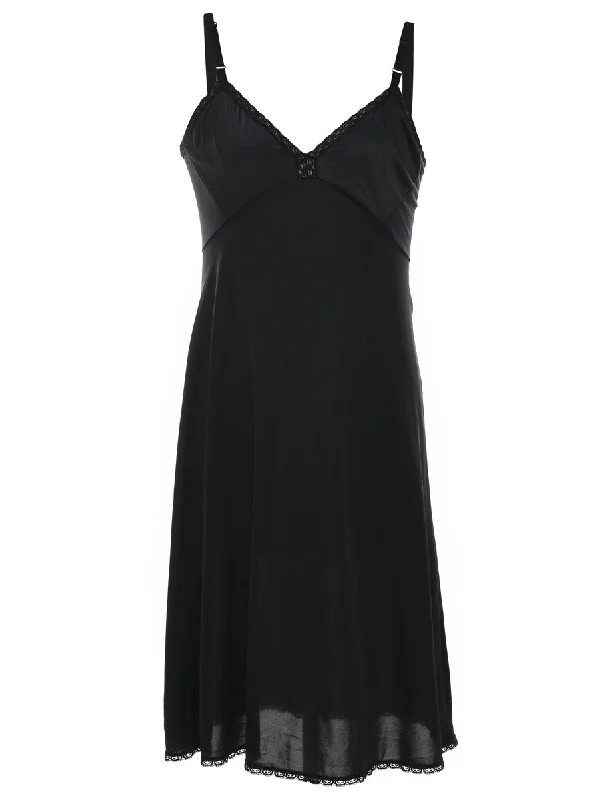 Classic Black Slip Dress - S