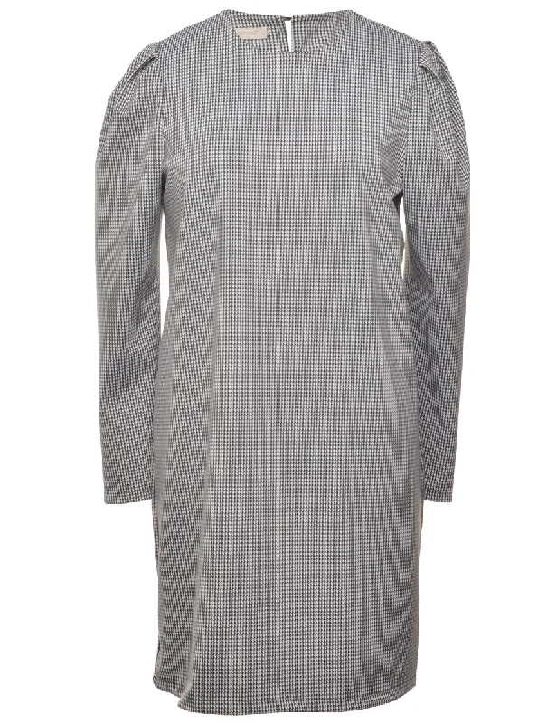 Dogtooth Grey Dress - L