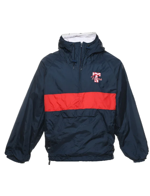 Navy & Red Basketball Design Nylon Jacket - M