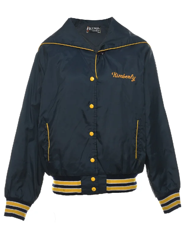 Navy & Yellow Vintage Nylon Embroidered Jacket - L