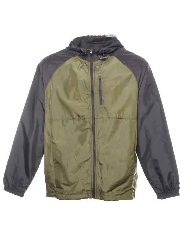 Two-Tone Black & Olive Green Nylon Jacket - M