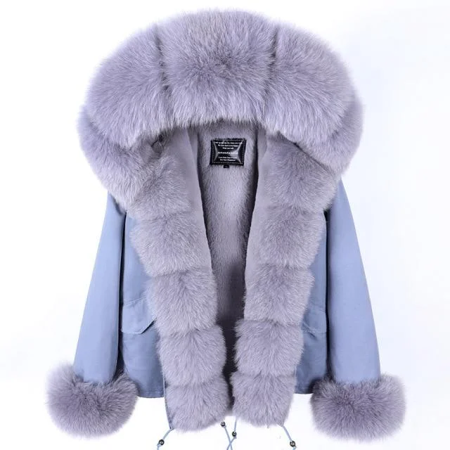 Winter Thick Women's Real Natural Raccoon Fur Hooded Parka Coats & Jackets