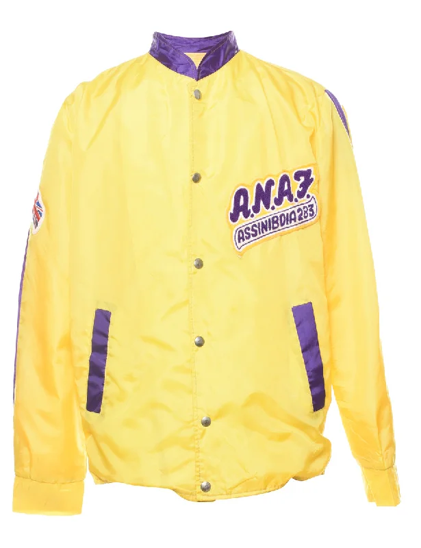 Yellow & Purple Vintage Varsity Jacket - M