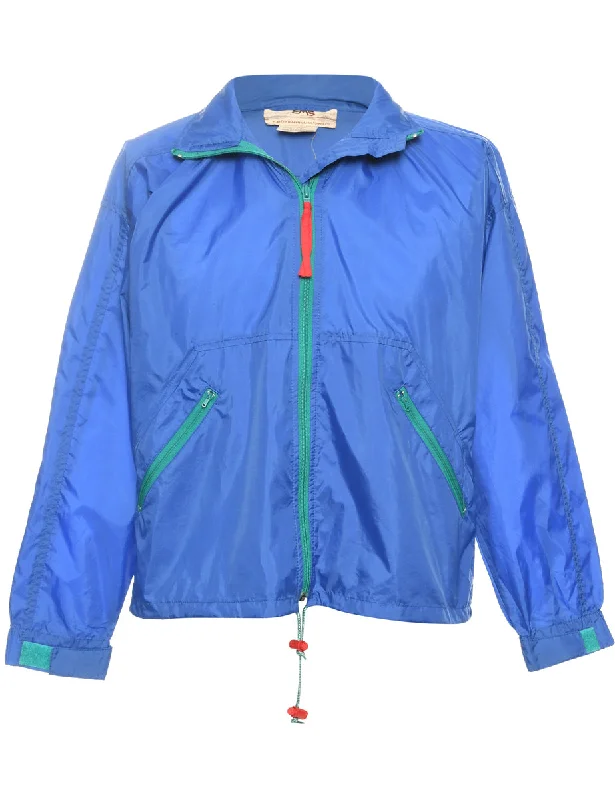 Zip Front Blue Nylon Jacket - M