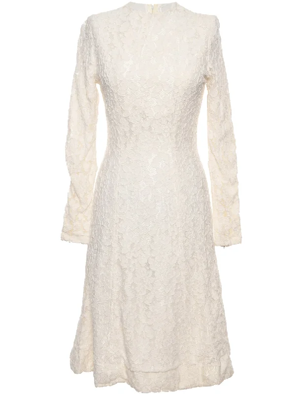 Floral Lace Cream Dress - XS