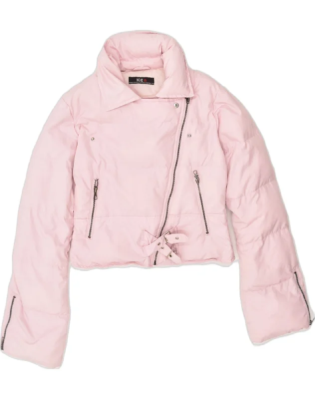 ICEBERG Womens Crop Padded Jacket UK 10 Small Pink Polyester