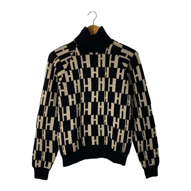 HERMES/Heavy Sweater/M/Black/Wool/All Over Print/