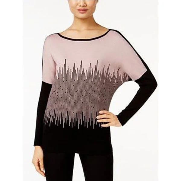 Alfani Embellished Dolman-Sleeve Sweater Two Tone, Pink, S