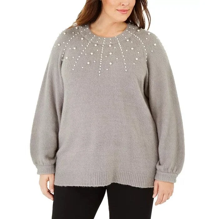 Calvin Klein Women's Embellished Sweater Gray Size 3X