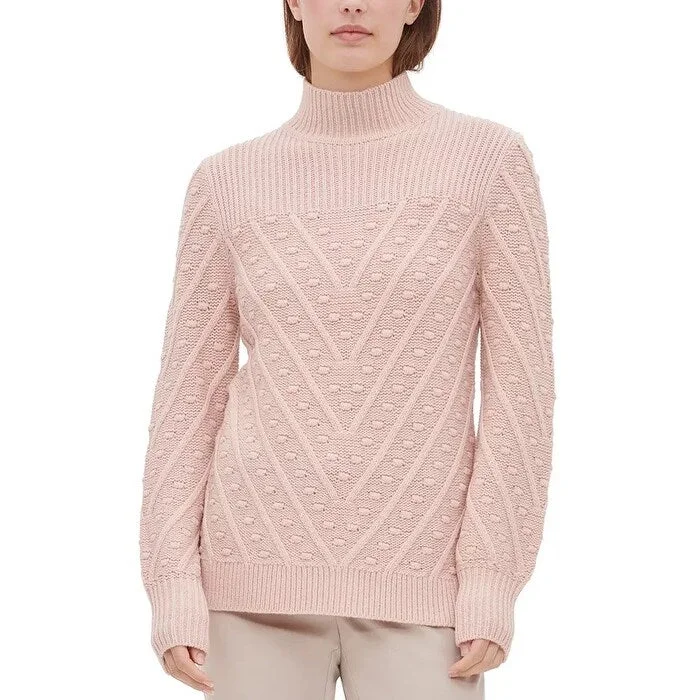 Calvin Klein Women's Popcorn-Knit Mock-Neck Sweater Pink Size M - Medium