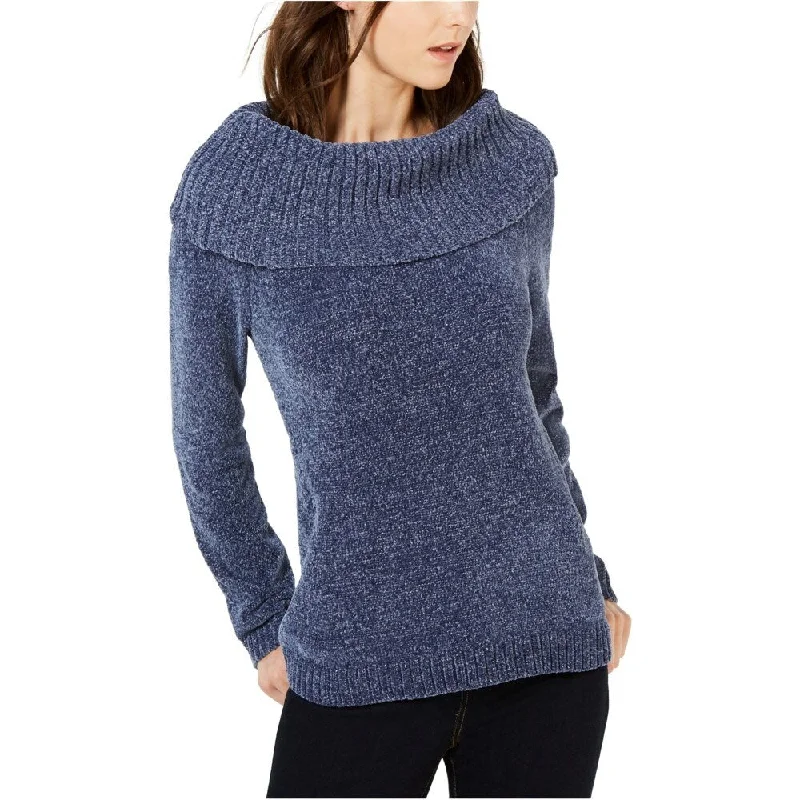 INC International Concepts Women's Chenille Cowl-Neck Sweater Blue Size X-Large