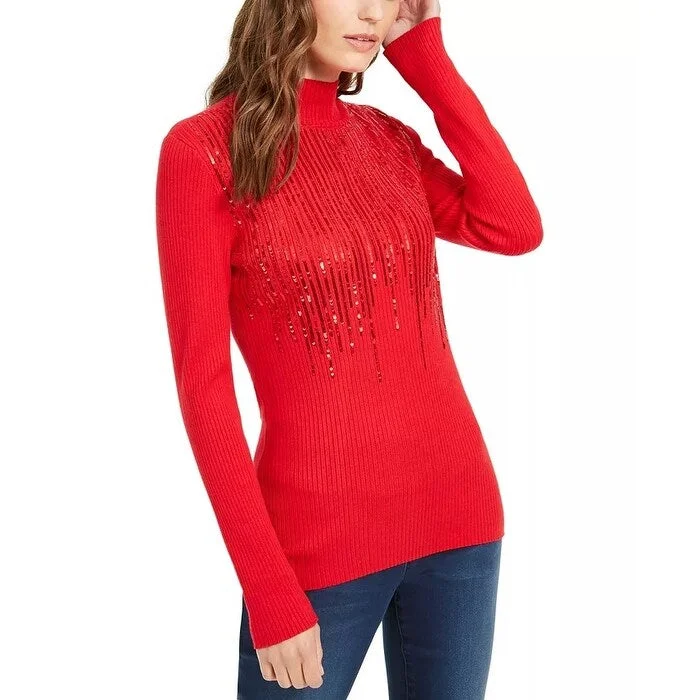 INC International Concepts Women's Drip Sequin Sweater Red Size XL - X-Large