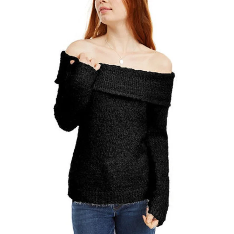 INC Women's Chenille Cowl-Neck Sweater Black Size Small