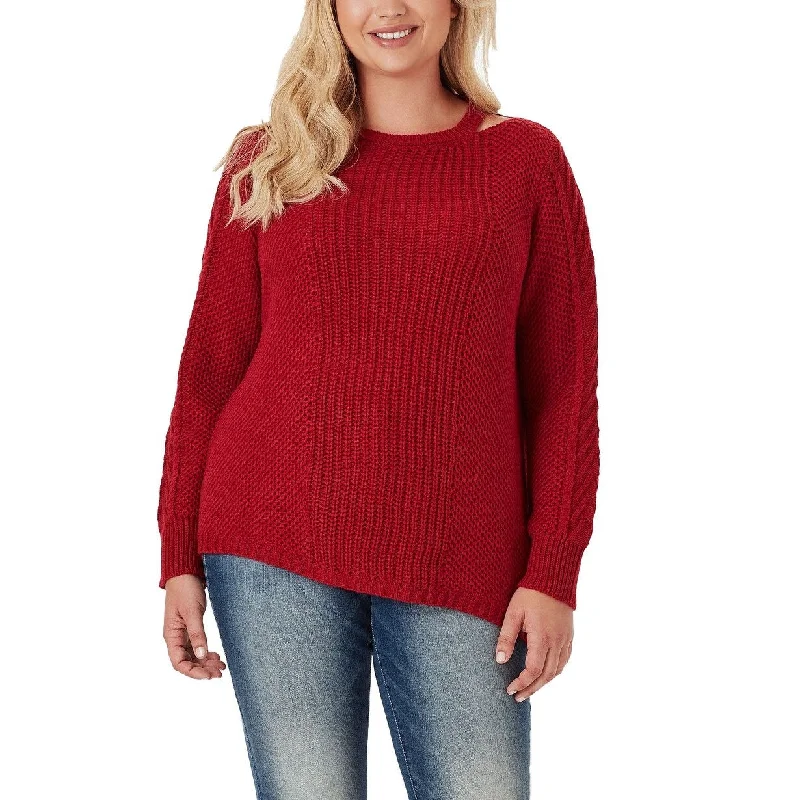 Jessica Simpson Women's Plus Size Oasis Cutout-Neck Sweater Size 3 Extra Large - Red - XXX-Large