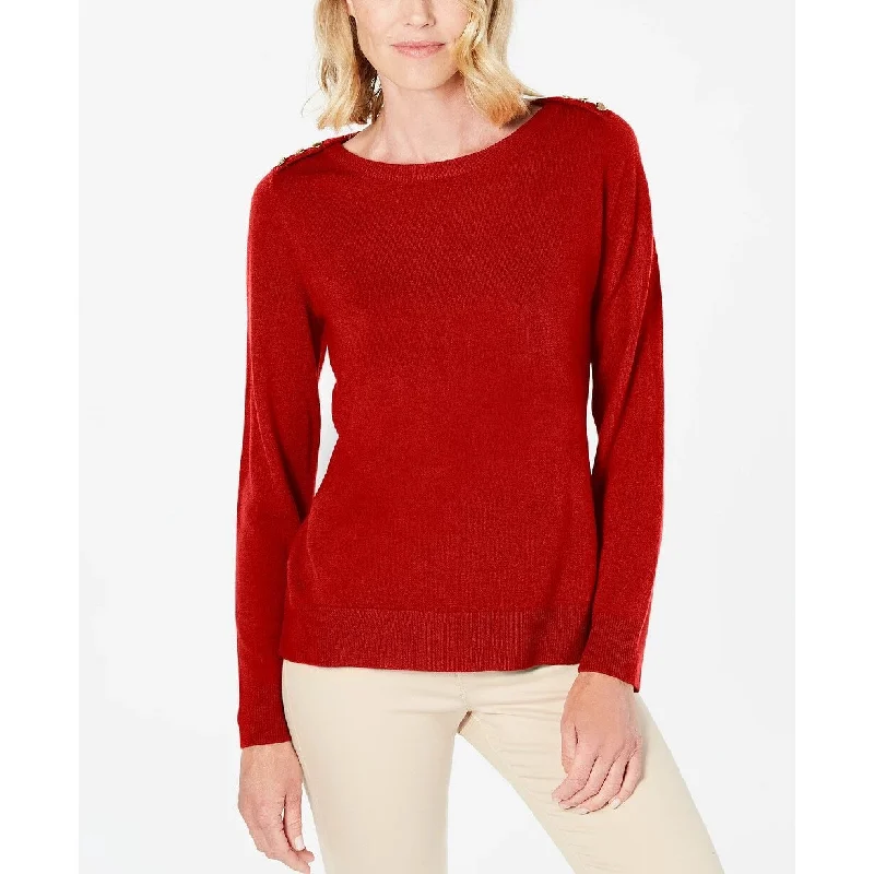 Karen Scott Women's Button Shoulder Sweater Red Size X-Small