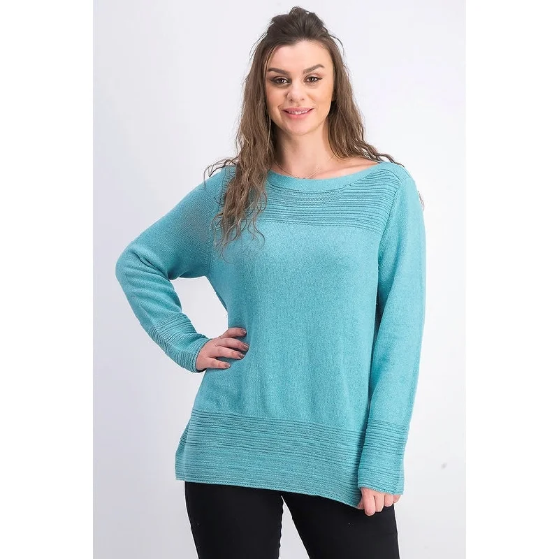 Karen Scott Women's Cotton Boat-Neck Sweater Blue Size Small