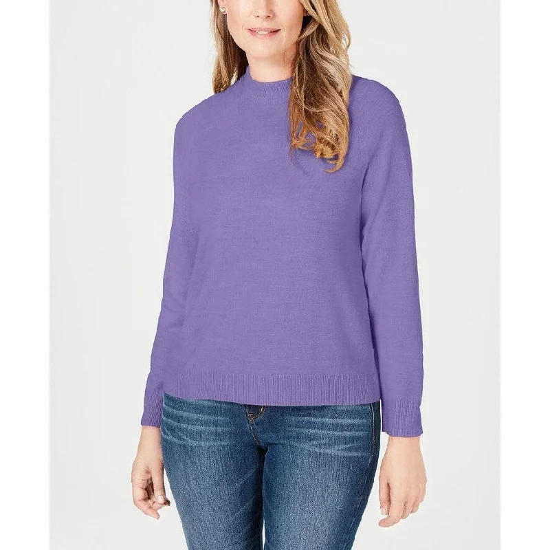 Karen Scott Women's Zip-Back Mock-Neck Sweater Purple Size X-Large