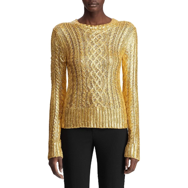 Ralph Lauren Women's Cable-Knit Sweater Gold Size X-Small