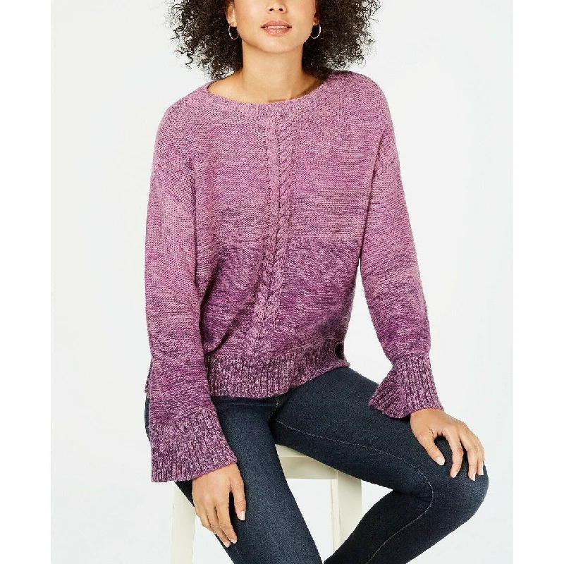 Style & Co Women's Braided-Trim Marled Sweater Purple Size Medium