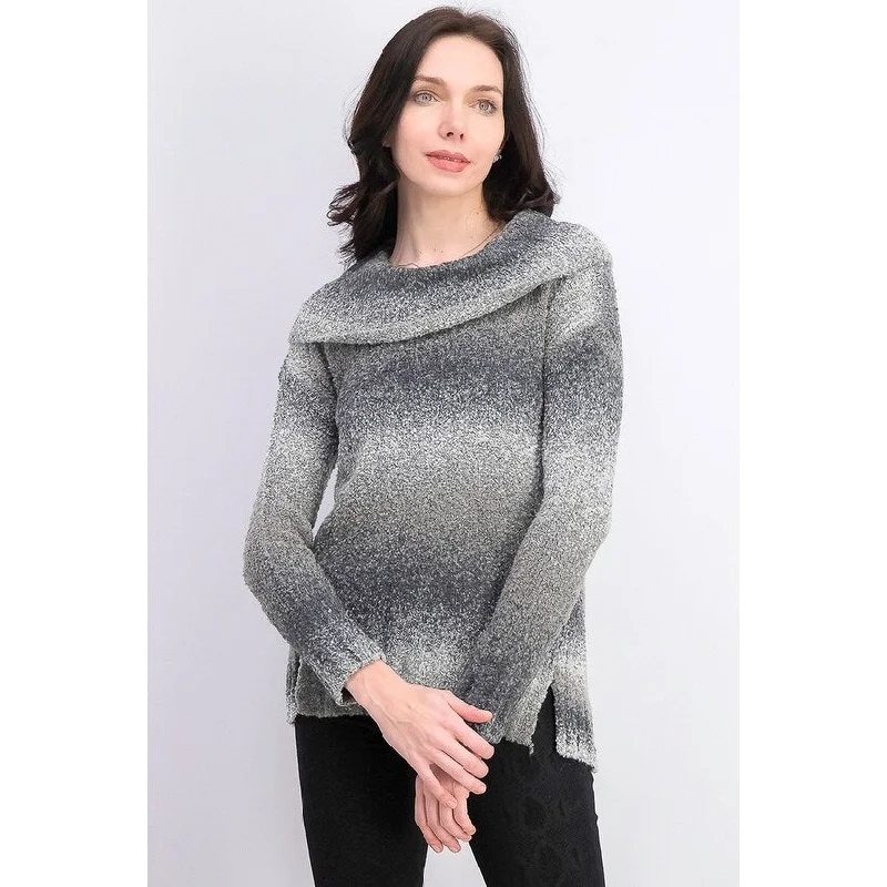 Style & Co Women's Petite Cowlneck Sweater Gray Size Medium