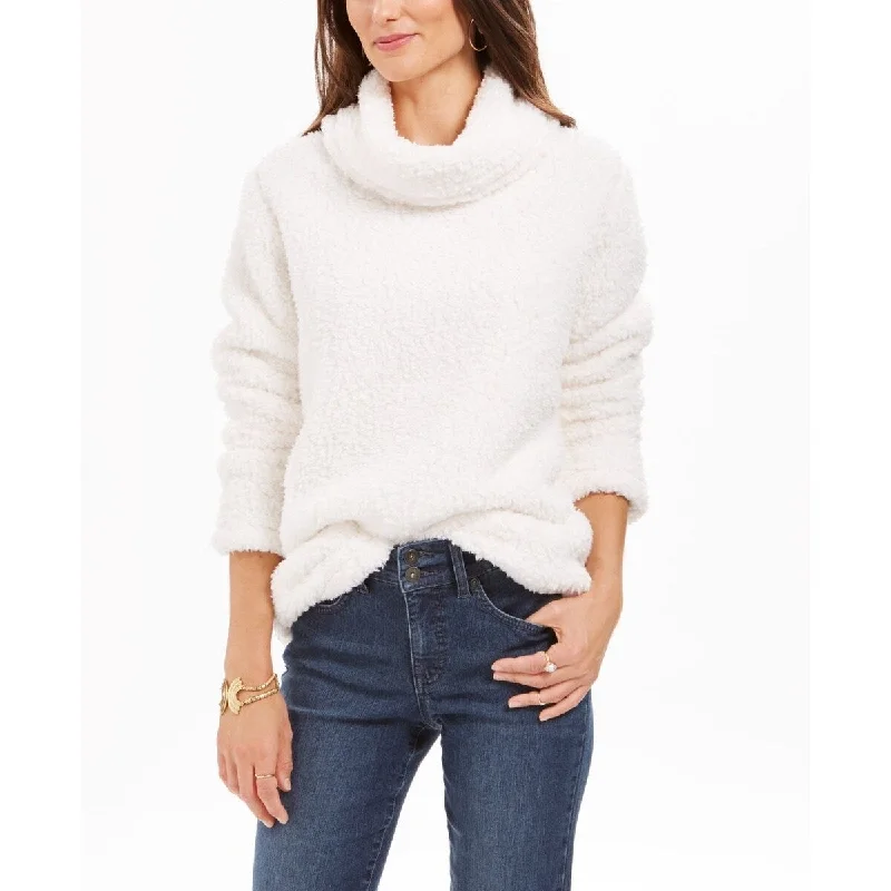 Style & Co Women's Sherpa Cowl-Neck Sweater White Size Large