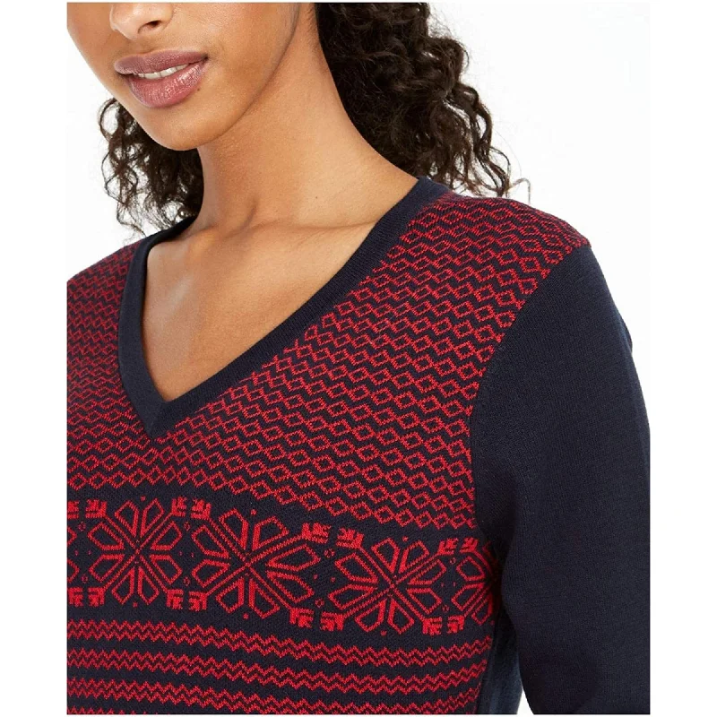 Tommy Hilfiger Women's Fair Isle Ivy Cotton Sweater Blue Size X-Small