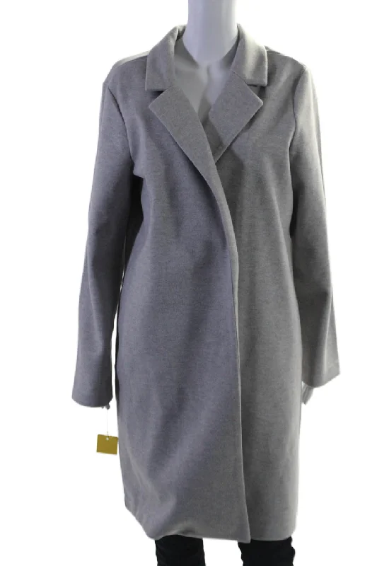 Renuar Womens Open Front Long Sleeves Coat Heather Gray