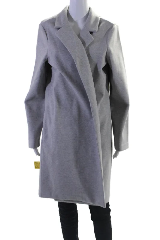 Renuar Womens Open Front Long Sleeves Coat Heather Gray