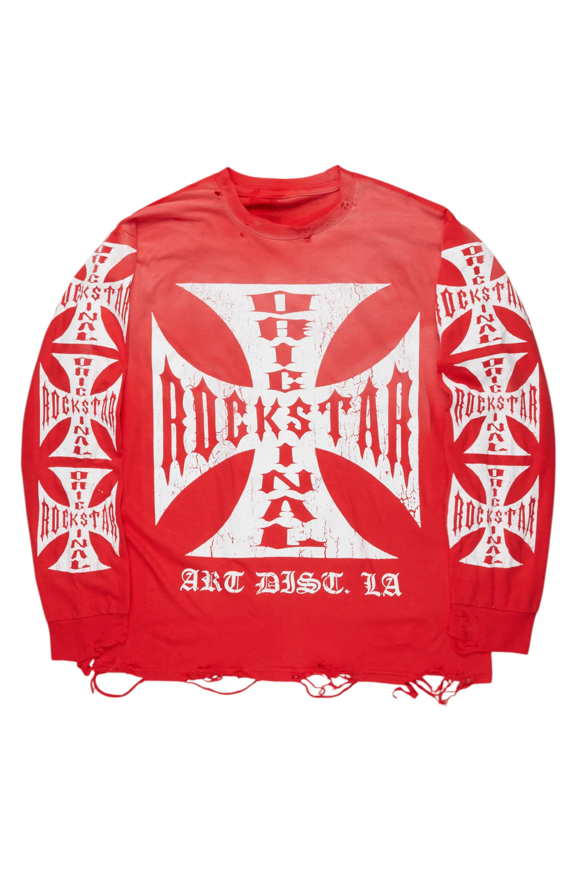 Udell Red Long Sleeve Graphic T-Shirt