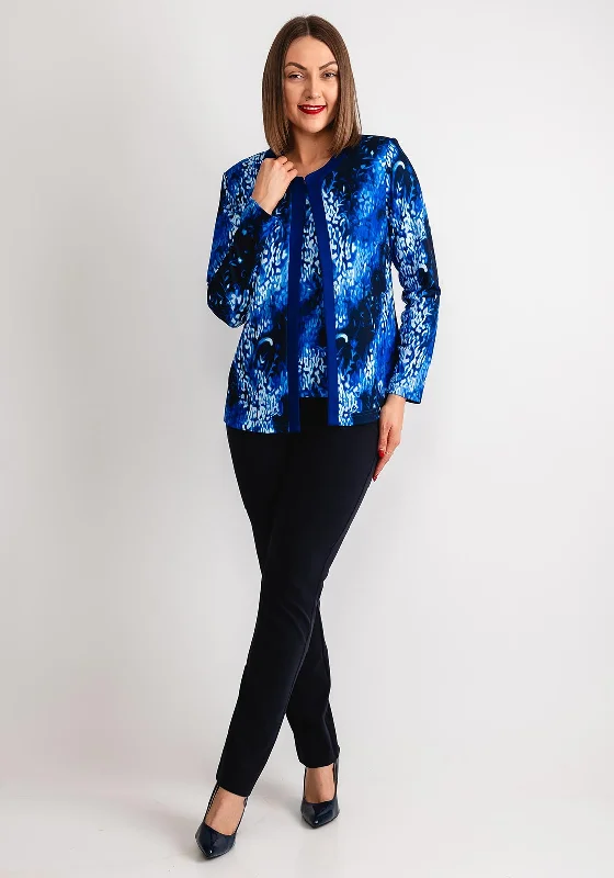 Via Veneto Blue Abstract Print Jacket and Top Twinset, Cobalt Blue